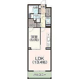 名古屋市西区枇杷島2丁目マンション 1LDKの間取図画像