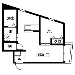 名古屋市中村区鈍池町3丁目アパート 1LDKの間取図画像