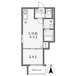 ルル本陣 1LDKの間取図画像