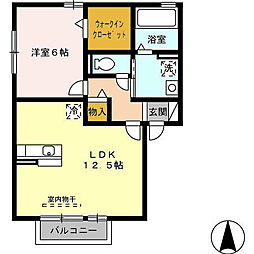 マメゾン菊住E 1LDKの間取図画像
