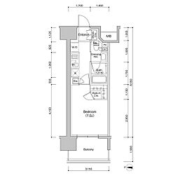 ザ・パークハビオ新栄 1Kの間取図画像