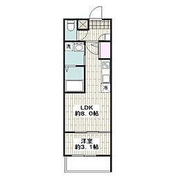 MOVE中村公園SOUTHII 1LDKの間取図画像