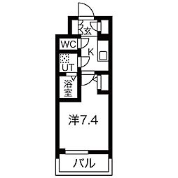 エスリード金山プルミエ 1Kの間取図画像