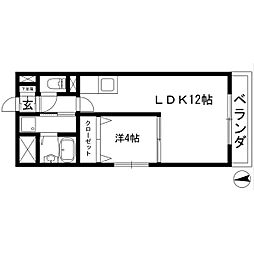 サンマール牛巻 1LDKの間取図画像