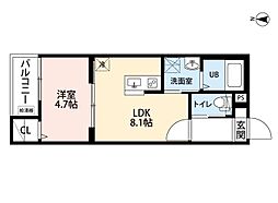 シャンテ六番町 1LDKの間取図画像