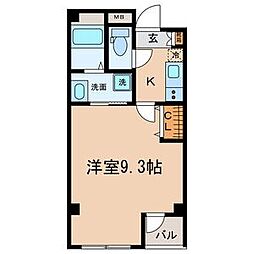 トミテラス 1Kの間取図画像