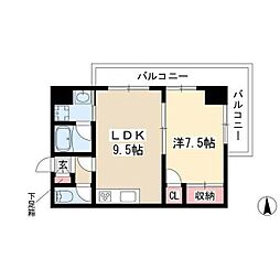 ゴールドハイツ渡辺 1LDKの間取図画像