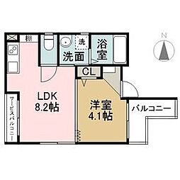ラフィナート幡野 1LDKの間取図画像