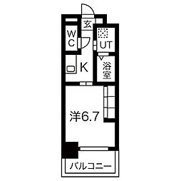 リシュドール伝馬 1Kの間取図画像