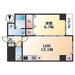 L'Allure松原 1LDKの間取図画像