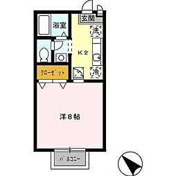 エトワール新瑞 1Kの間取図画像