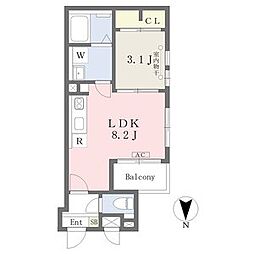 シェリム中村公園 1LDKの間取図画像