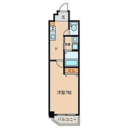 サンシティ畑江通 1Kの間取図画像