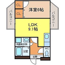 第3奥村マンション 1LDKの間取図画像