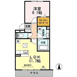 アンソレイユ 1LDKの間取図画像