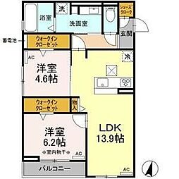 グラン仁所町 2LDKの間取図画像