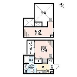 sofitel鶴里 1SKの間取図画像