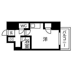 スクエアアパートメント ワンルームの間取図画像