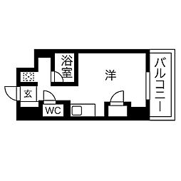 スクエアアパートメント ワンルームの間取図画像
