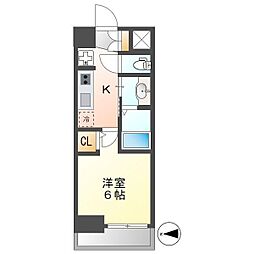 エステムコート名古屋新栄アクシス 1Kの間取図画像