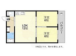 シャトー星ケ丘 2LDKの間取図画像