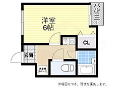 サンウイング神陽 1Kの間取図画像