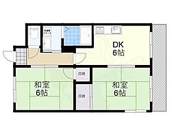 サニーヒル瑞ケ丘 2DKの間取図画像