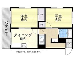 昭郷ツインハイツA棟 2DKの間取図画像