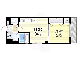 神戸市西神・山手線 学園都市駅 3.4kmの賃貸マンション 2階1LDKの間取り