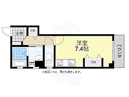 ミントコート魚住 4階1Kの間取り