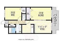 エートルウールー 2LDKの間取図画像