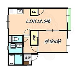 フレグランス本多聞F棟 1LDKの間取図画像