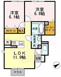 コート・ド・メール2番館B 2LDKの間取図画像