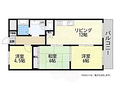 神明ハイツ 3LDKの間取図画像
