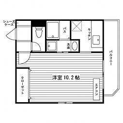 サウスヒル黒髪1 ワンルームの間取図画像