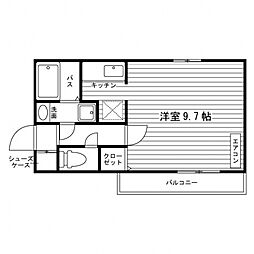 サウスヒル黒髪2 4階ワンルームの間取り
