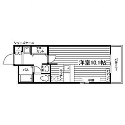 オリッシュ薬園町 1階ワンルームの間取り