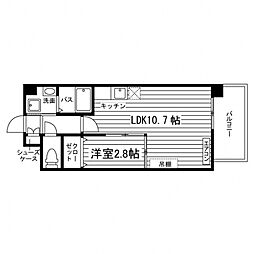 タワーパレス THE YUUKI 12階1LDKの間取り