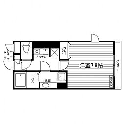 サンフェリオ花園2 3階1Kの間取り