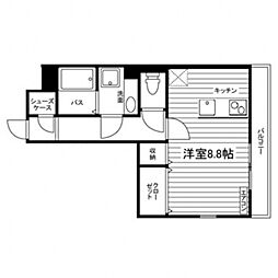 サンフェリオ花園2 1階1Kの間取り