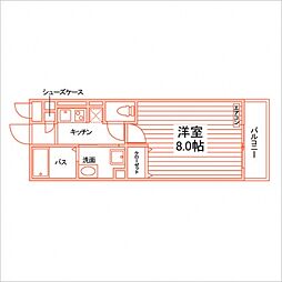 サンフェリオ花園 1Kの間取図画像