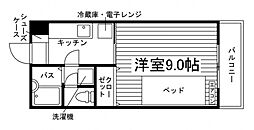 エクセルミネ 2階1Kの間取り