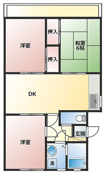 ピュアハイツ白金 206｜香川県坂出市白金町3丁目(賃貸マンション3DK・2階・58.03㎡)の写真 その2