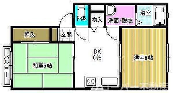 ハイツ瀬戸Ｃ棟 201｜香川県坂出市久米町1丁目(賃貸アパート2DK・2階・44.29㎡)の写真 その2