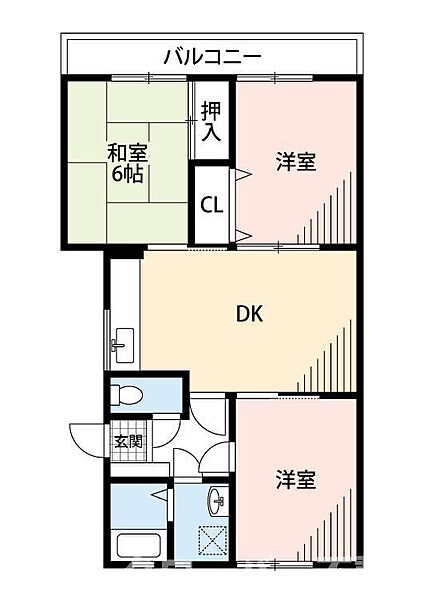 ピュアハイツ白金 105｜香川県坂出市白金町3丁目(賃貸マンション3DK・1階・58.03㎡)の写真 その2