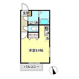 チェスタ大手町 1階ワンルームの間取り