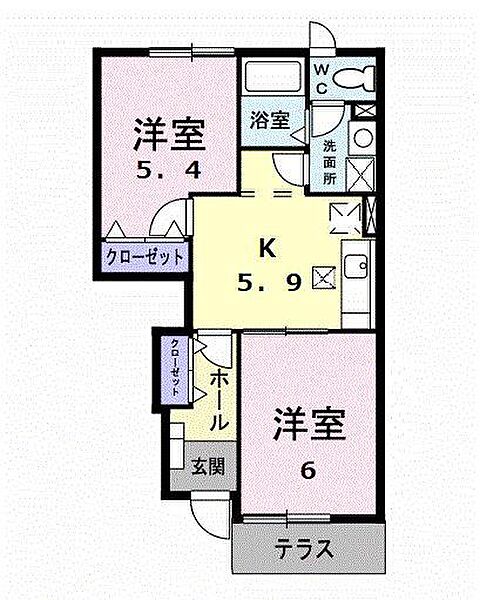 クレストール西尾 103｜静岡県裾野市富沢(賃貸アパート2K・1階・42.77㎡)の写真 その2