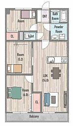 豊国大里東スカイマンション 3LDKの間取図画像