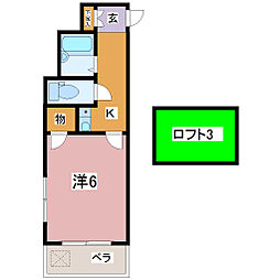 ヒルズ甲府 1Kの間取図画像