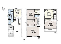 府中市清水が丘2丁目　新築未入居戸建　全1棟　1号棟 2SLDKの間取り